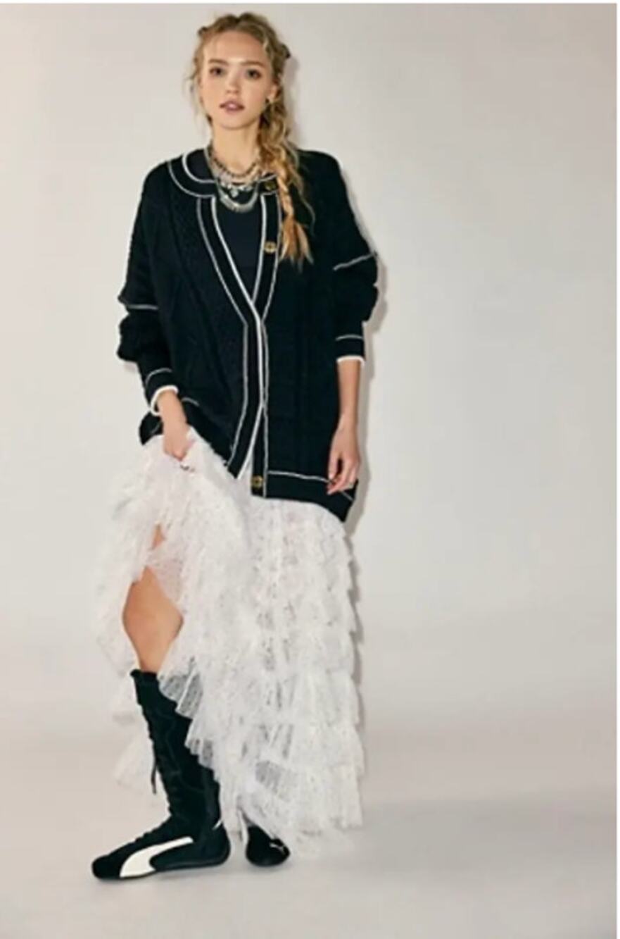 NWT Free People We The Free Tennessee Cable Knit Cardi | Black Magic | Size M